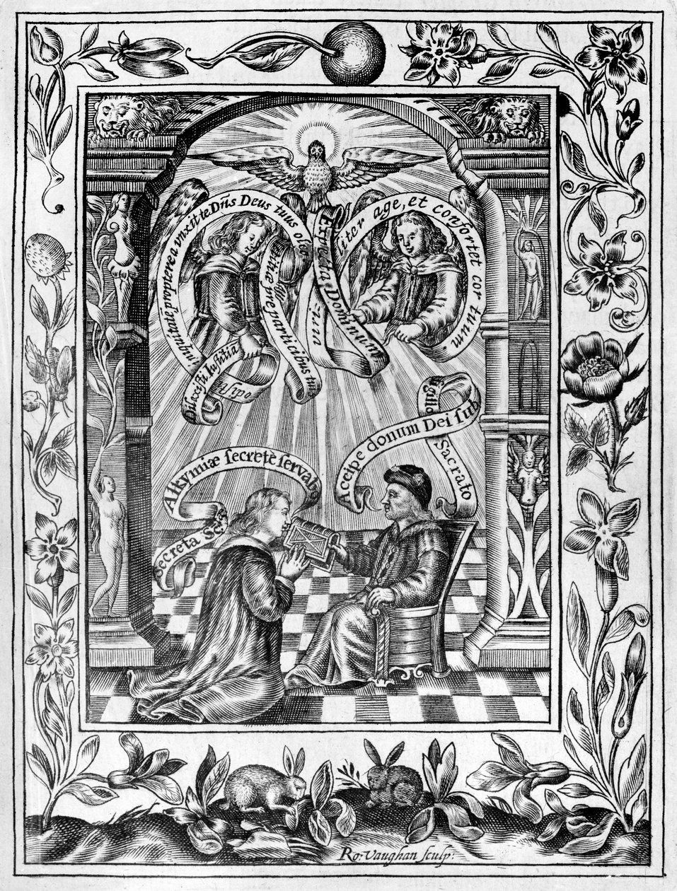 Thomas Norton presenteert zijn Ordinall aan Edward IV uit Theatrum Chemicum Britannicum, 1652 door Robert Vaughan