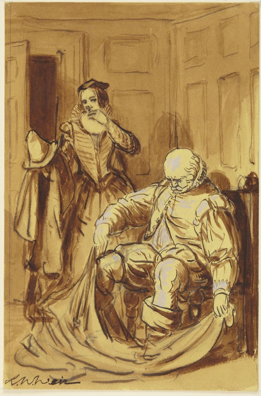 Falstaff und Frau Ford (Szene aus Die lustigen Weiber von Windsor, 4.2) door Robert Walter Weir