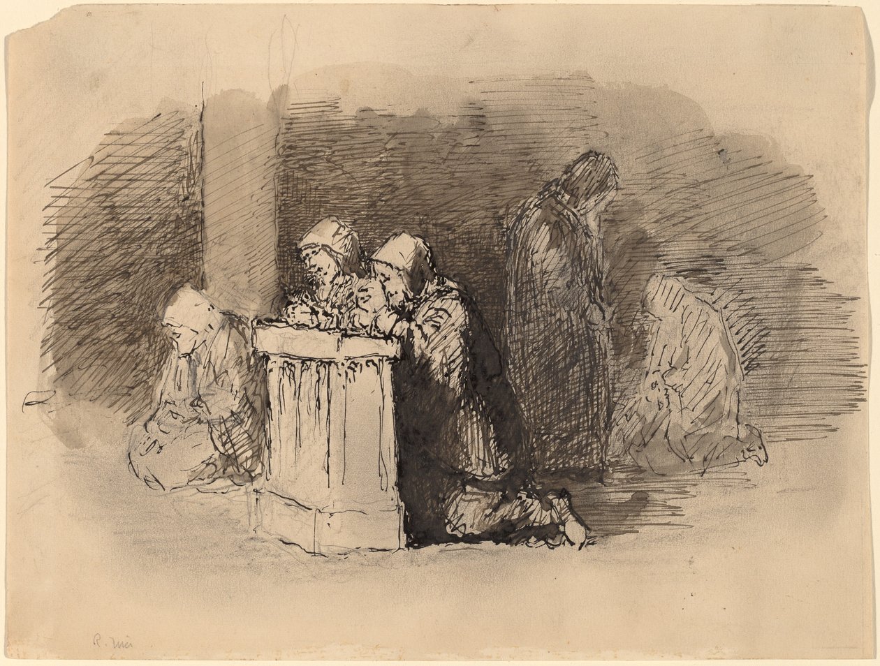 Biddende figuren in een kerk, Florence door Robert Walter Weir