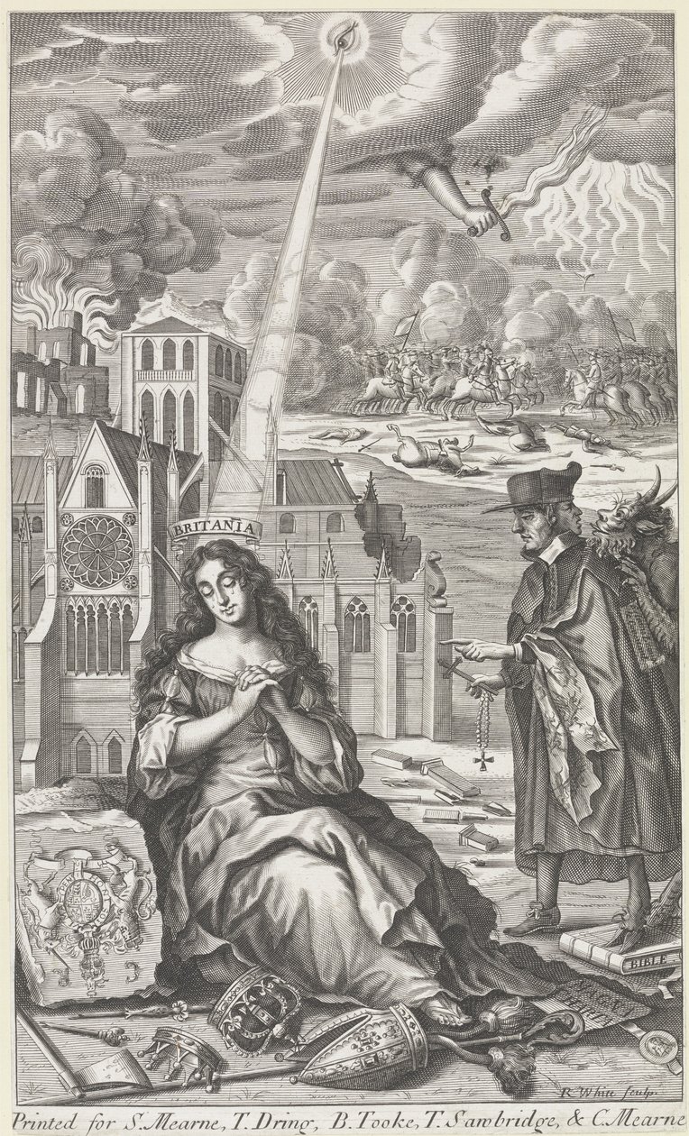 Britannia huilt om de staat van het land, 1682 door Robert White