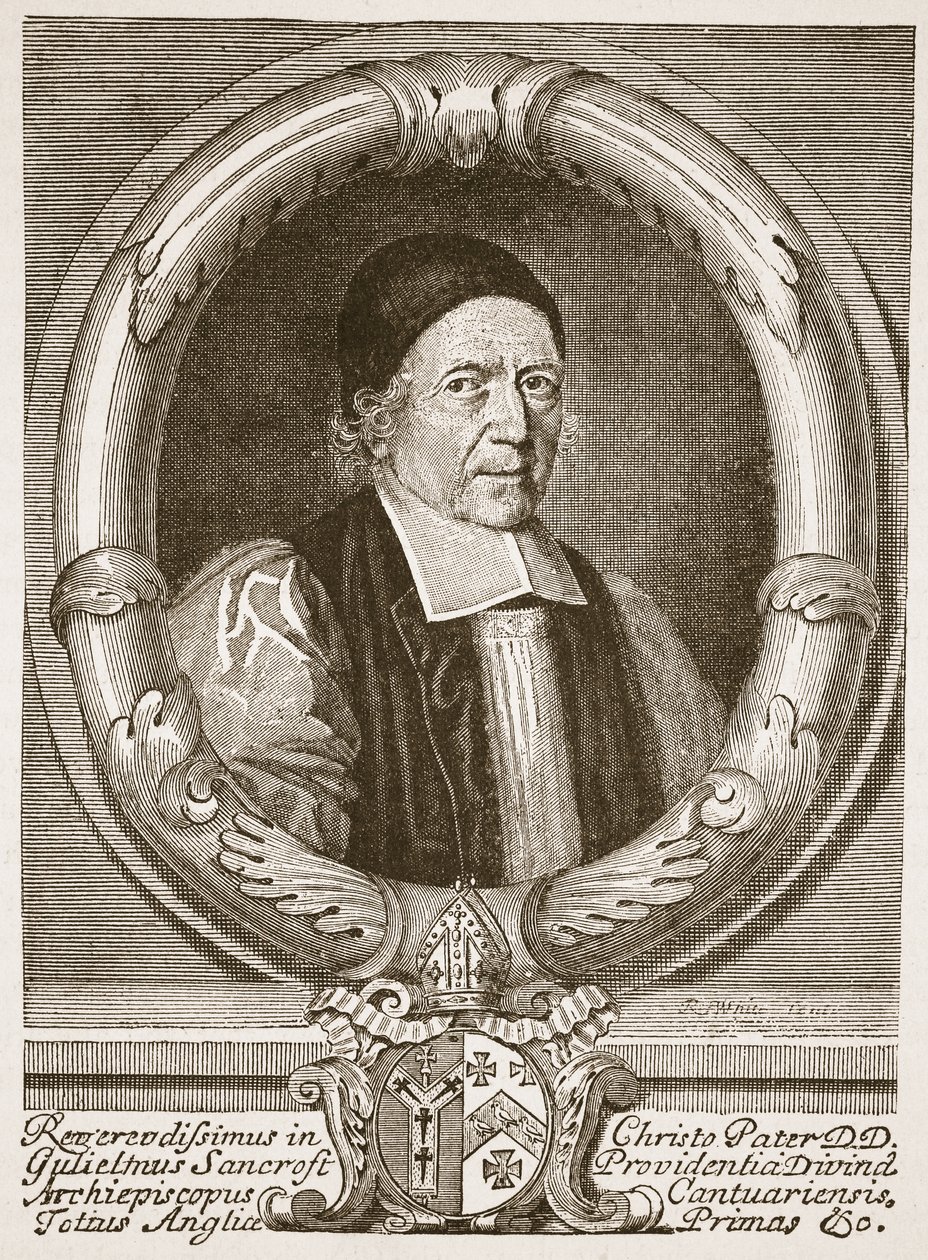 William Sancroft, aartsbisschop van Canterbury, illustratie uit 
