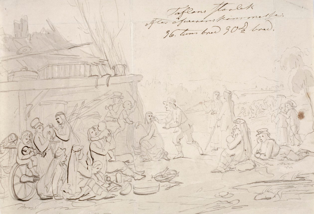 Scène op de binnenplaats van een boerderij door Robert Wilhelm Ekman