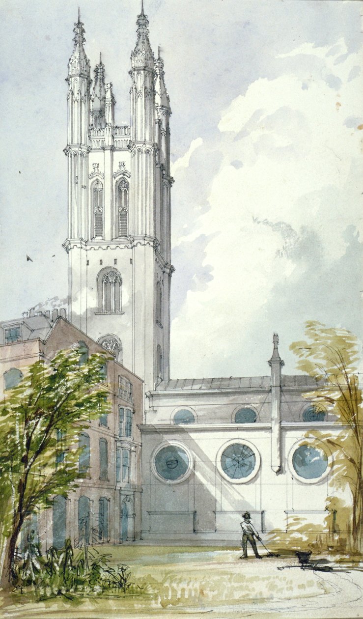 Kerk van St. Michael, Cornhill, City of London, 1837 door Robert William Billings