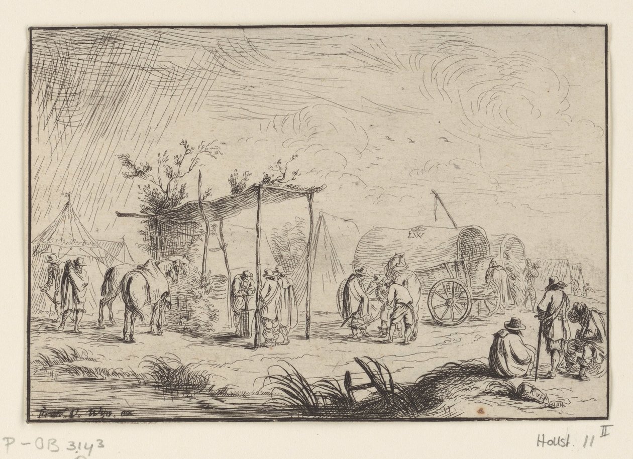 Hoefsmid in een kampement door Robert van den Hoecke