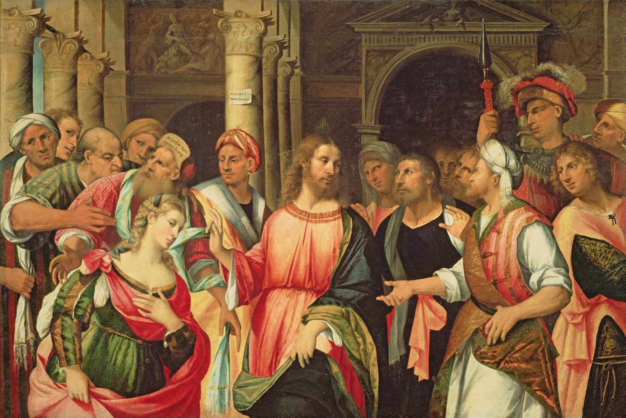 Christus en de Overspelige Vrouw door Rocco Marconi