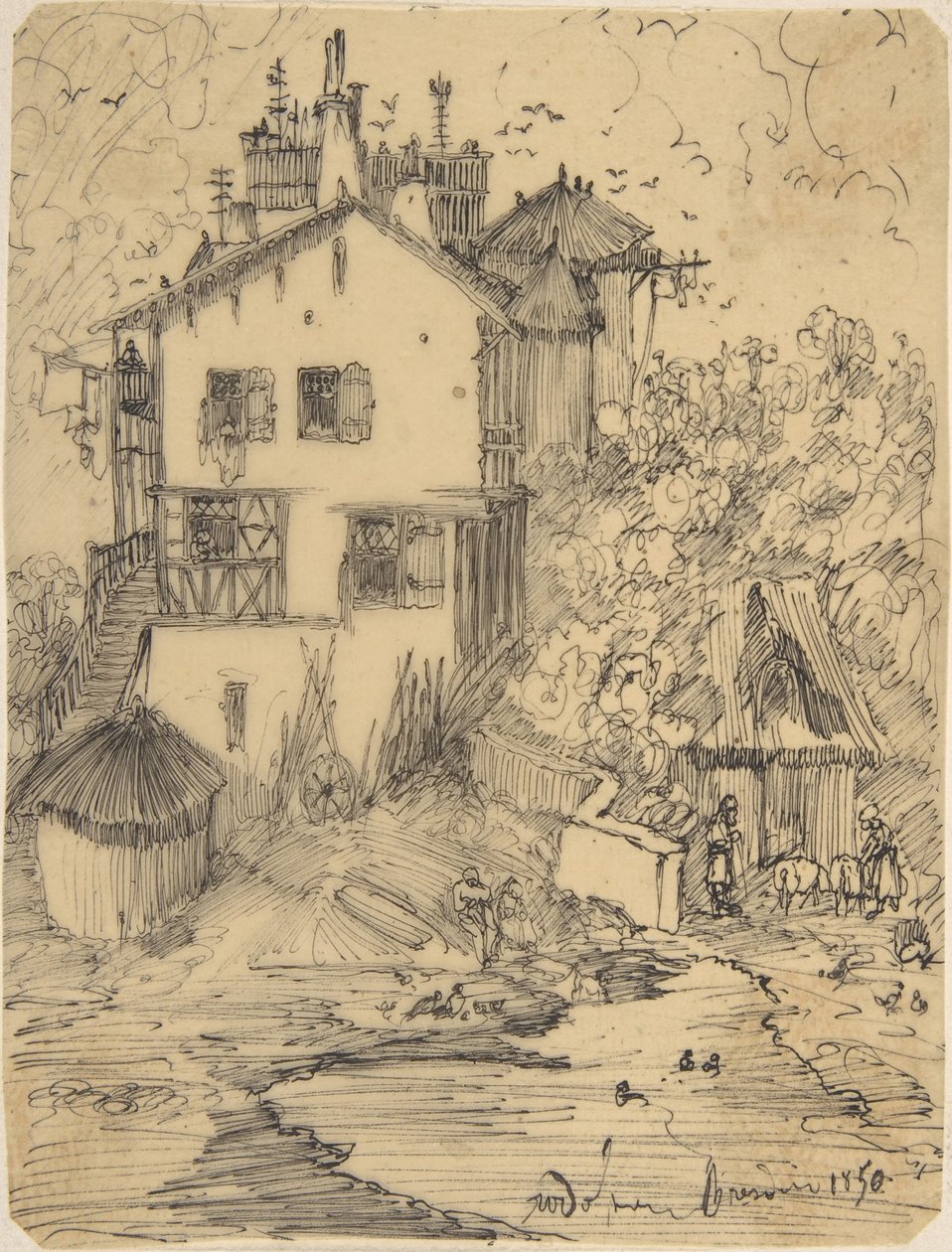 Een rustiek landhuis door Rodolphe Bresdin