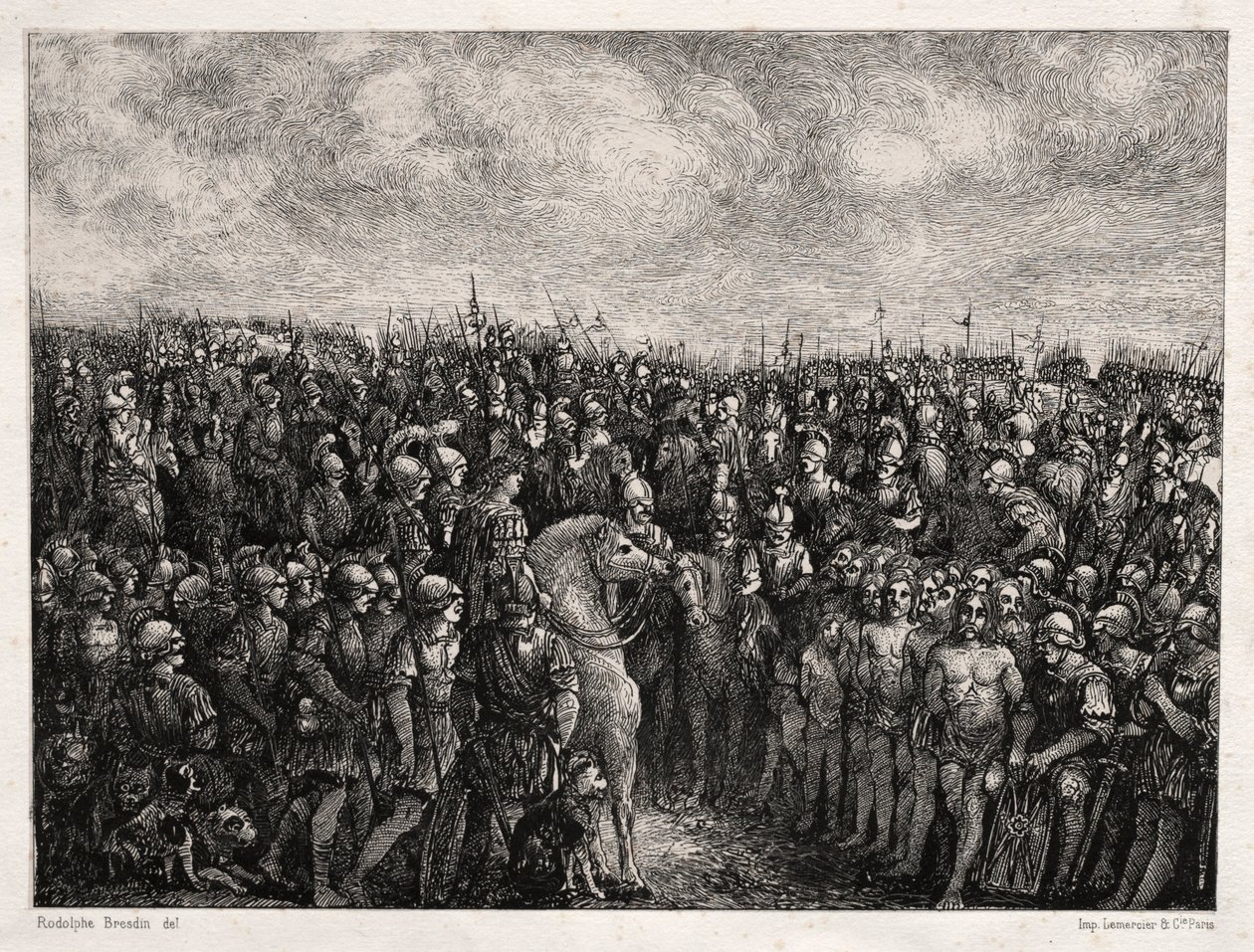 Caesar en zijn gevangenen, 1878 door Rodolphe Bresdin