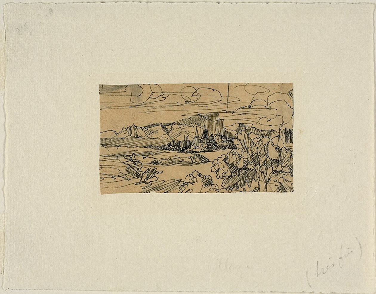 Kathedraal en dorp aan een meer door Rodolphe Bresdin