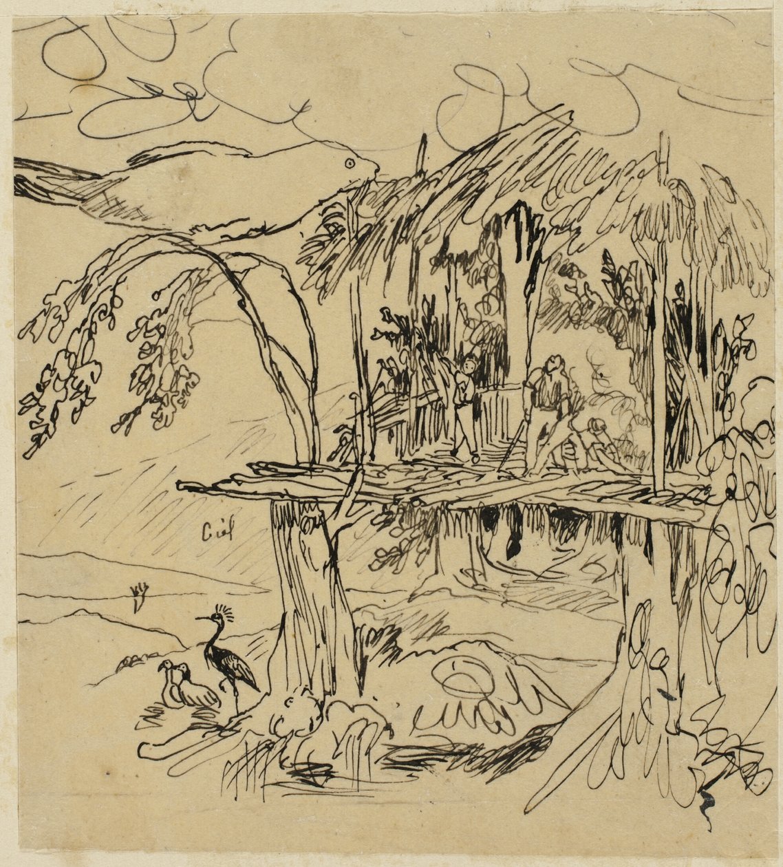 Etruskisch dorp door Rodolphe Bresdin