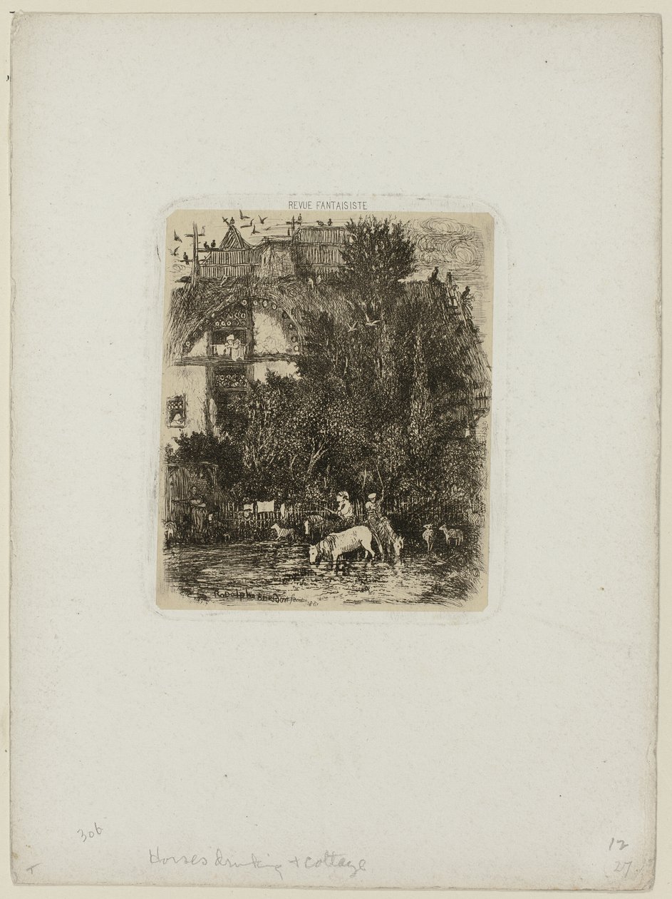 Het Huis met de Gebogen Gevel, uit Revue Fantaisiste door Rodolphe Bresdin