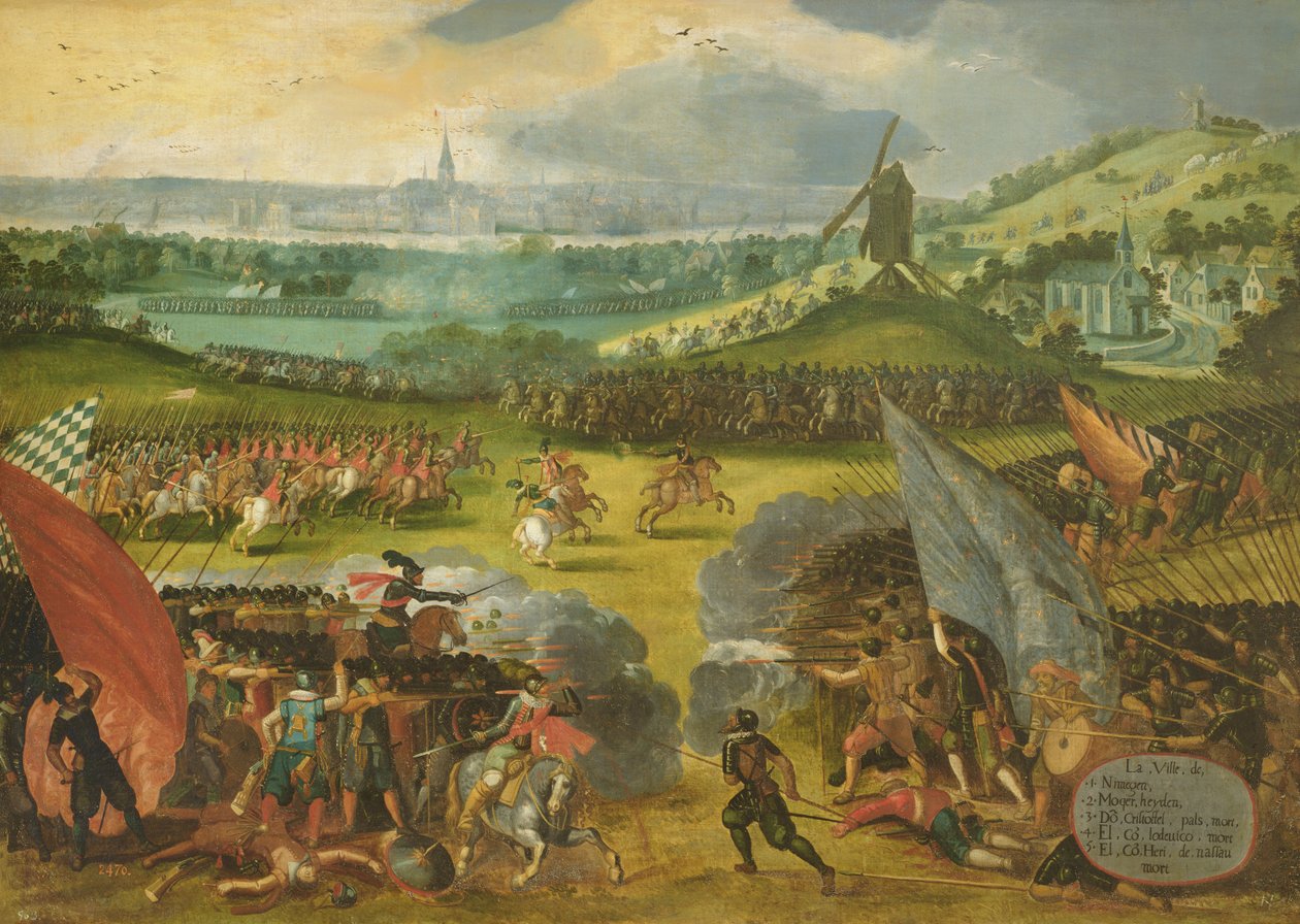 Slag bij Nijmegen (Oorlog tegen Frankrijk 1556-1558) door Rodrigo of Holland
