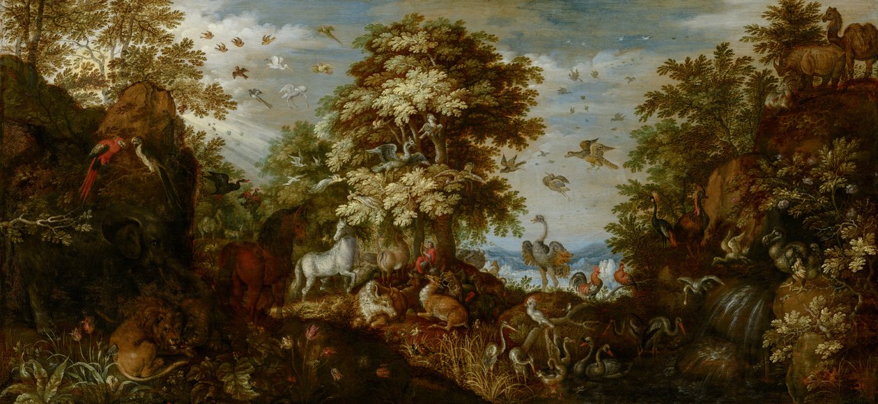Orpheus die de dieren betovert met zijn muziek, 1627 door Roelandt Jacobsz. Savery