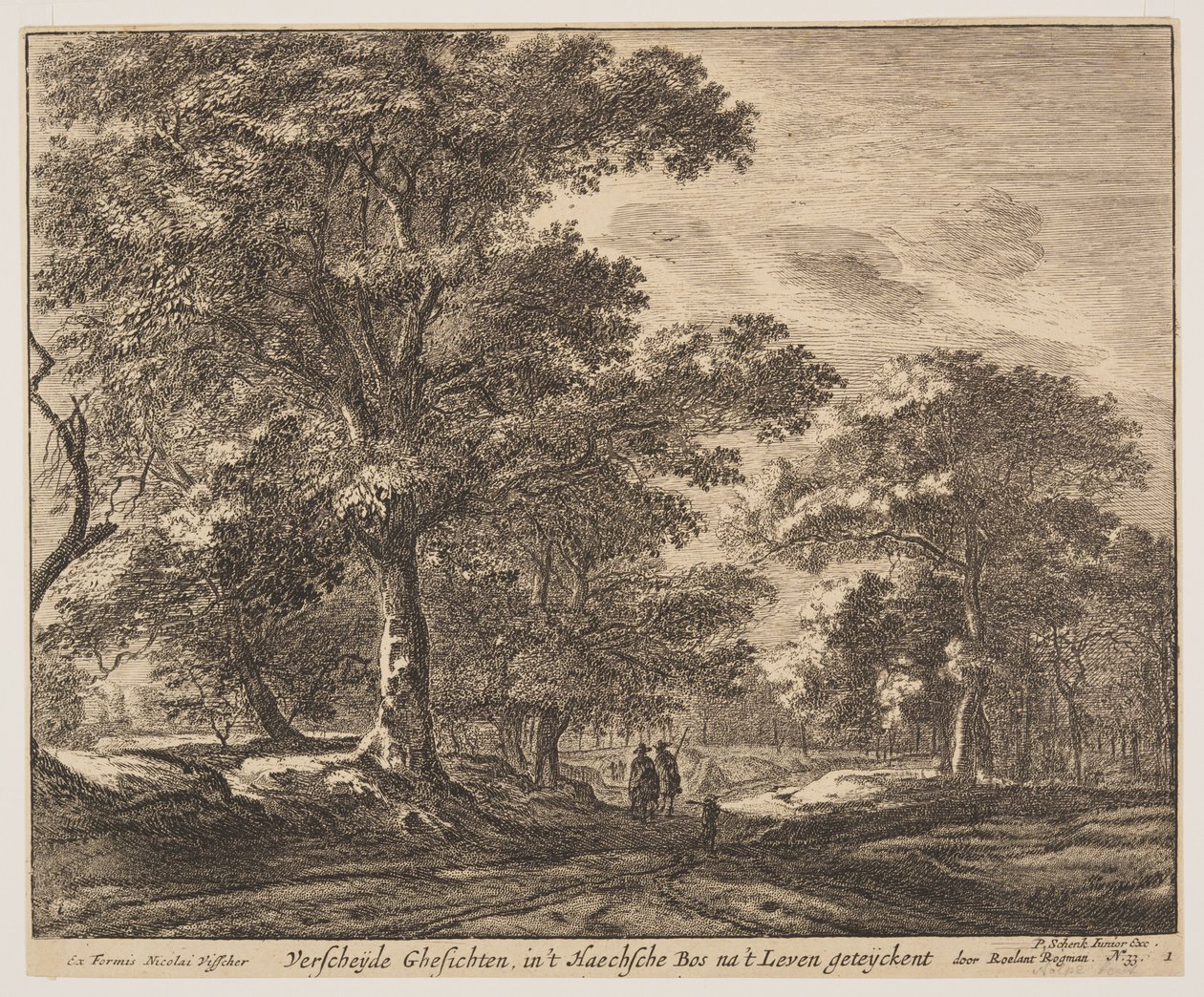 Plaat 1, uit Zes vergezichten in het Haagse bos (Verscheÿde Ghesichten) door Roelant Roghman