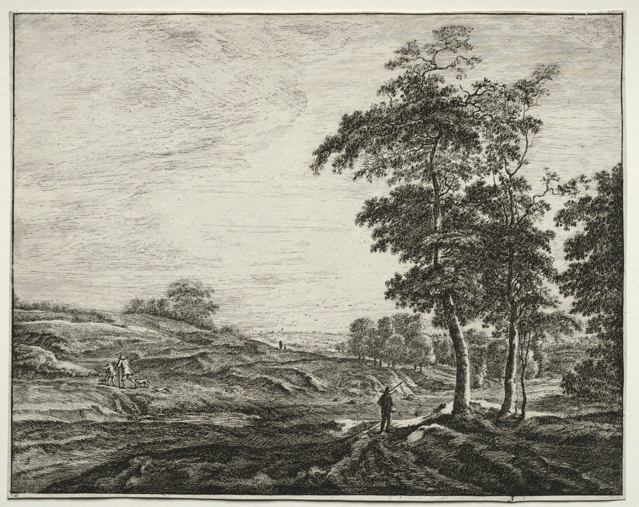 Zes uitzichten in het bos van Den Haag: boer gezien van achteren door Roelant Roghman