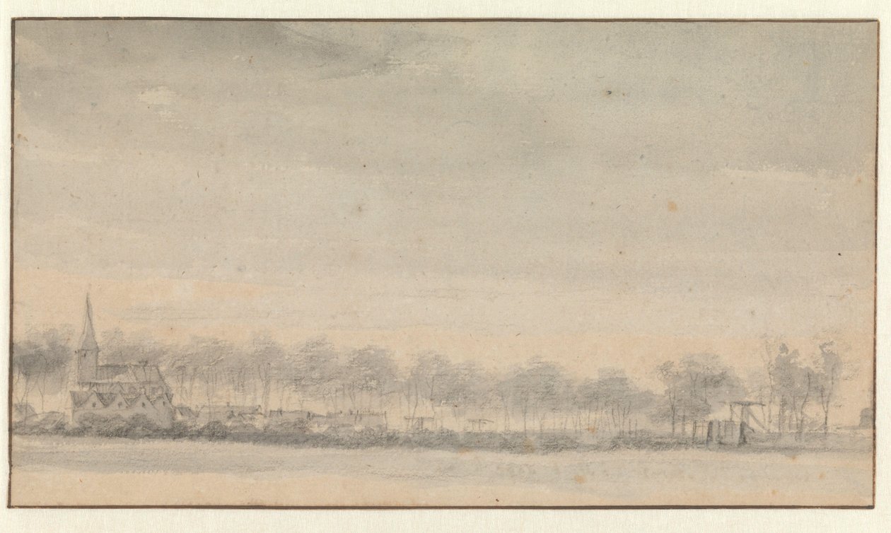 Het dorp Nederhorst en het kasteel vanuit het zuiden door Roelant Roghman