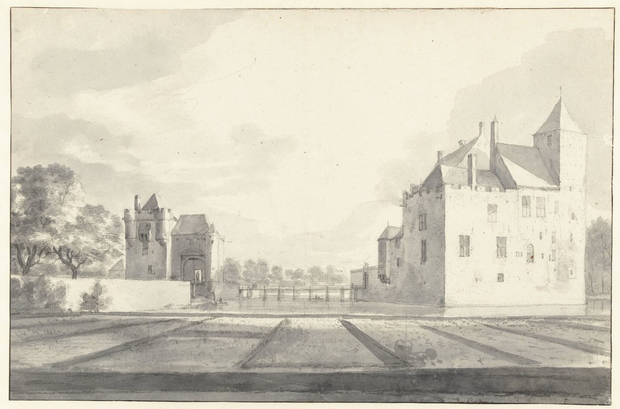 Gezicht op Huis Beverweerd, gezien vanuit het noordoosten door Roelant Roghman
