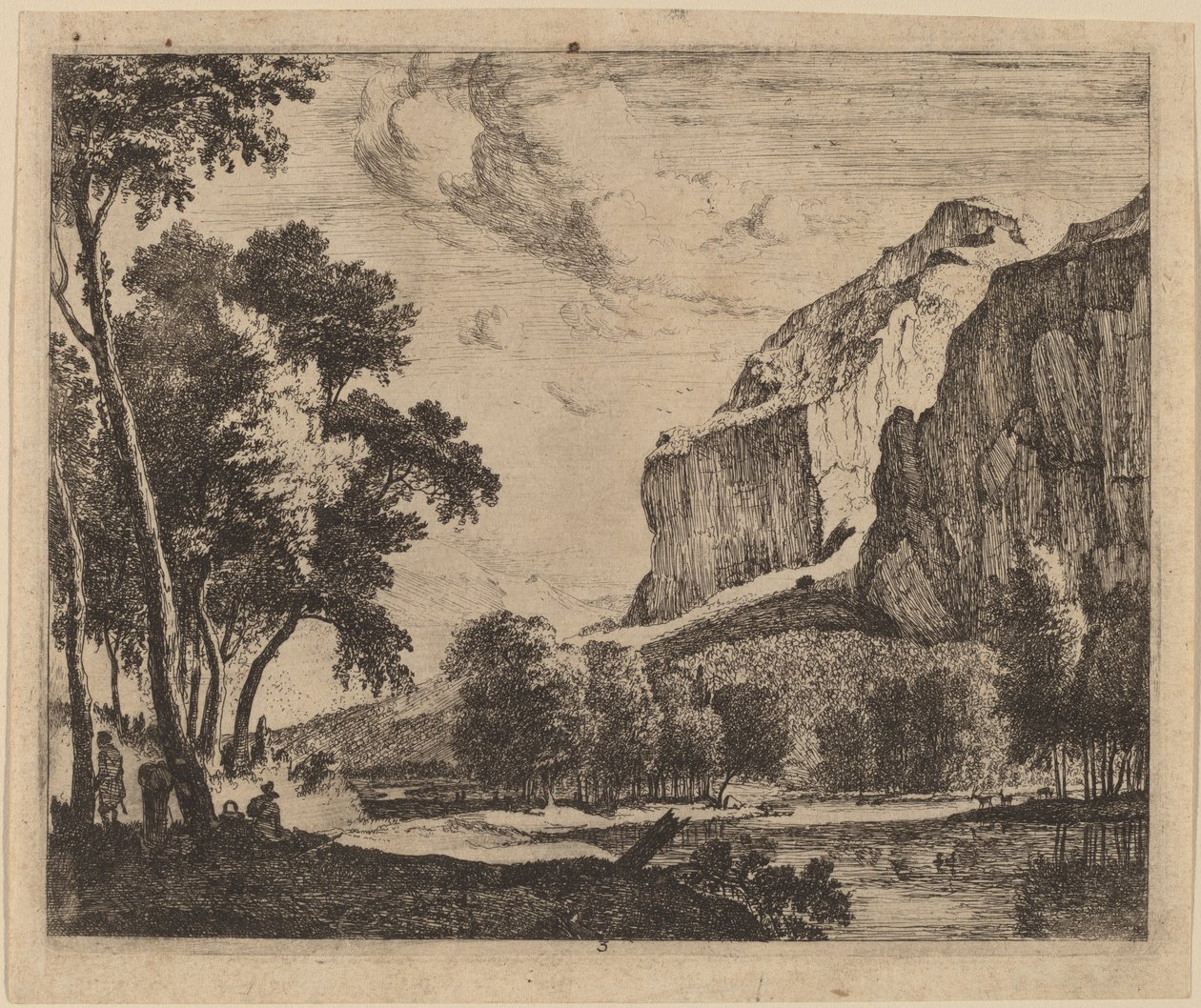 Riviergezicht met rotsen aan de rechterkant: pl.3 door Roelant Roghman and Melchior Küsel
