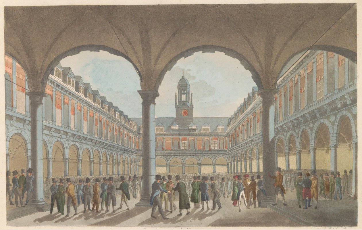 Beurs te Amsterdam, ca. 1825 door Roelof van der Meulen