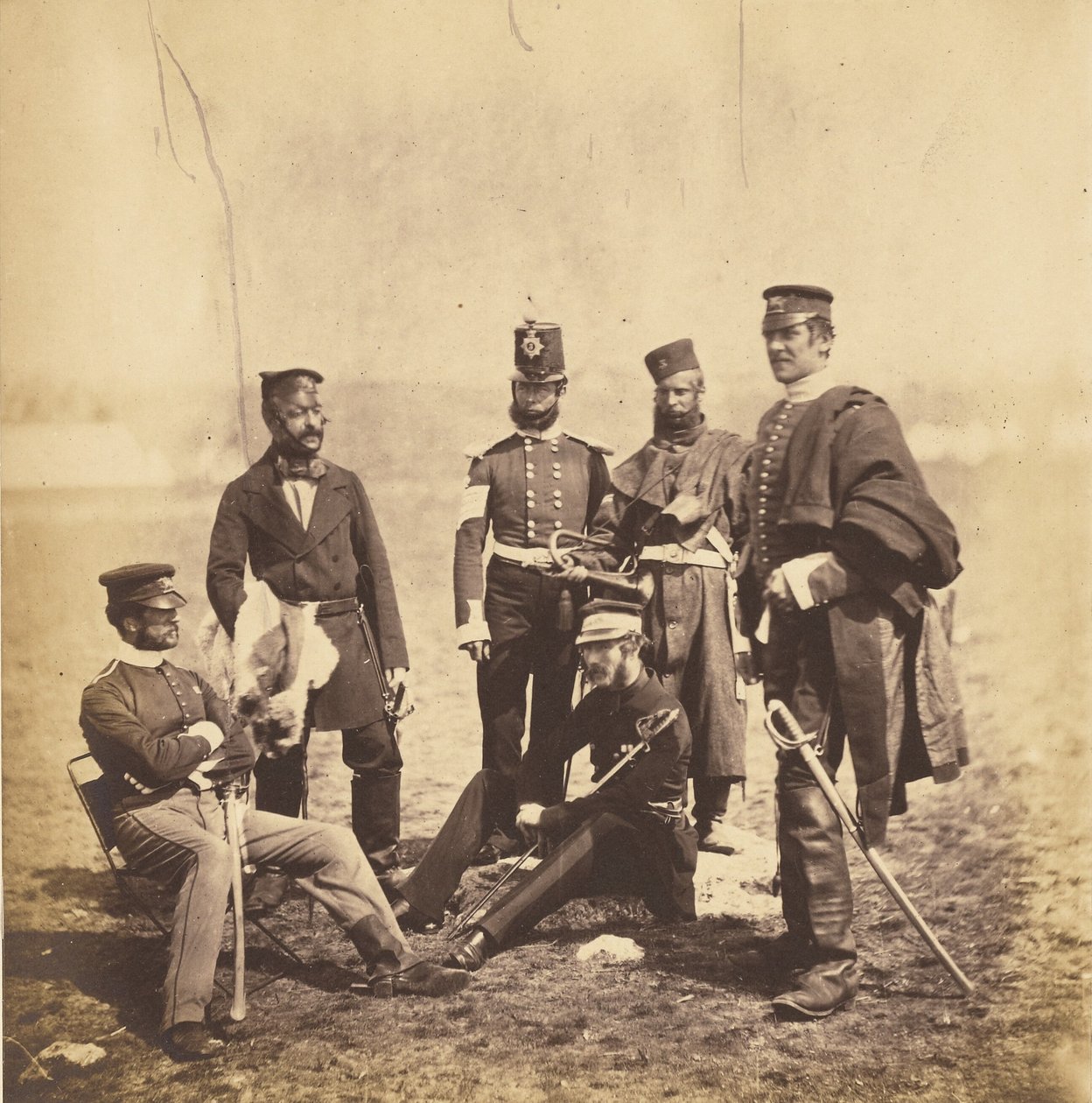 Brigadegeneraal Van Straubenzee en officieren van de Buffs door Roger Fenton