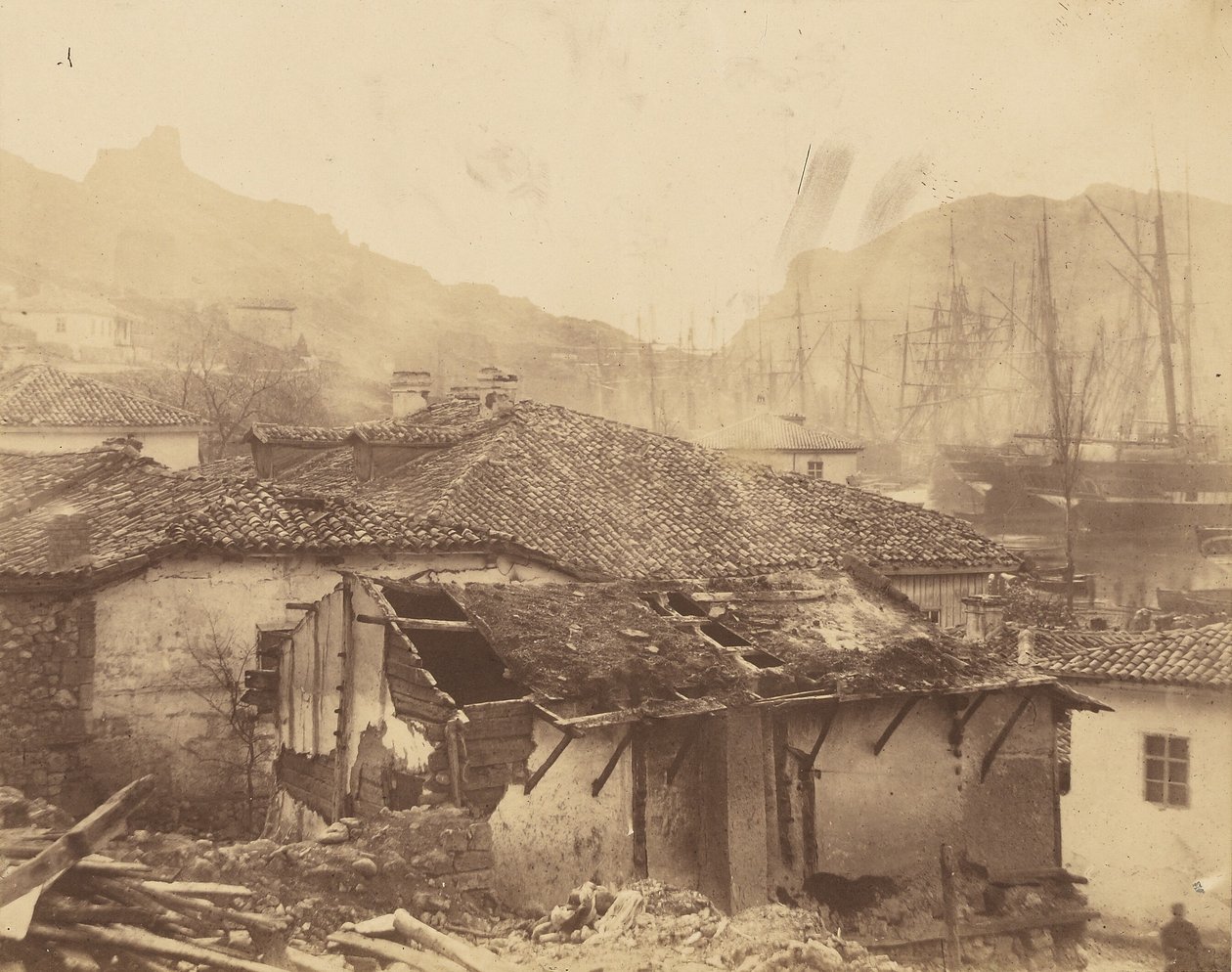 Huisjes bij Balaklava door Roger Fenton