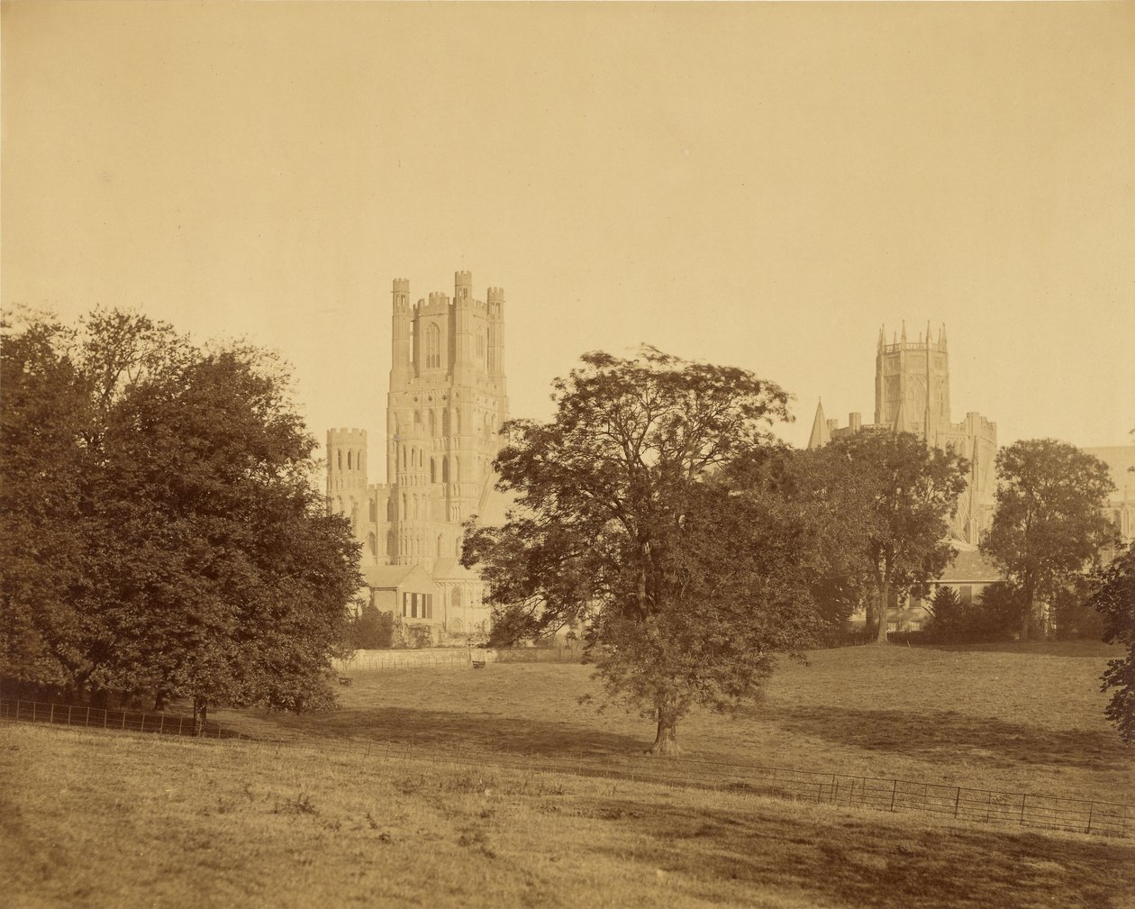 Kathedraal van Ely vanuit het park door Roger Fenton