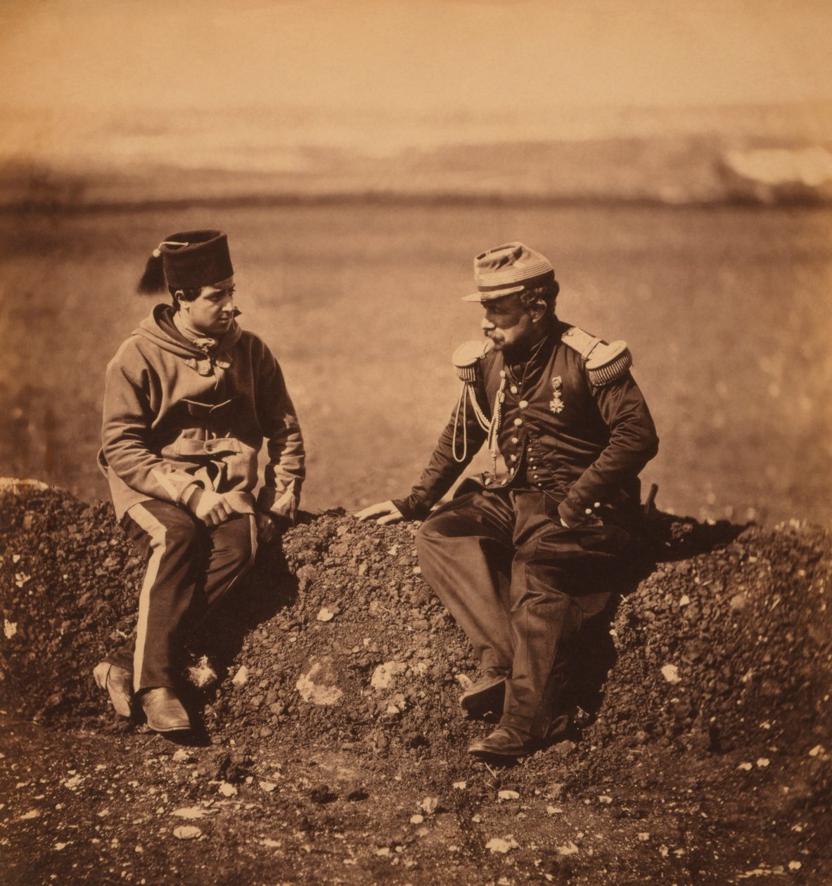 Franse Generaal Cisse, Stafchef van Generaal Pierre Bosquet, en Adjudant, Portret tijdens Krimoorlog, Krim, Oekraïne door Roger Fenton