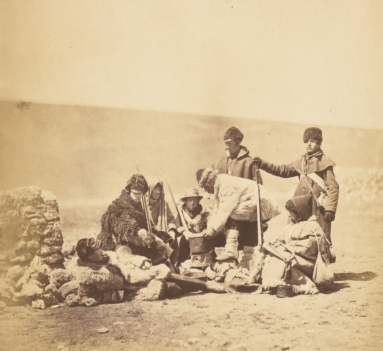 Groep van het 47e regiment in wintertenue door Roger Fenton