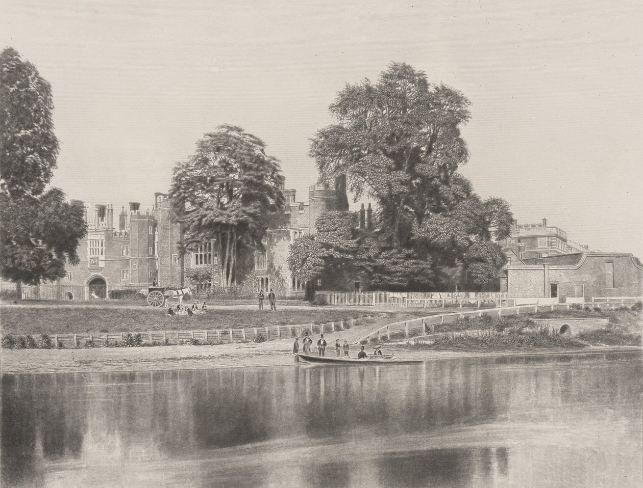 Hampton Court aan de Theems door Roger Fenton