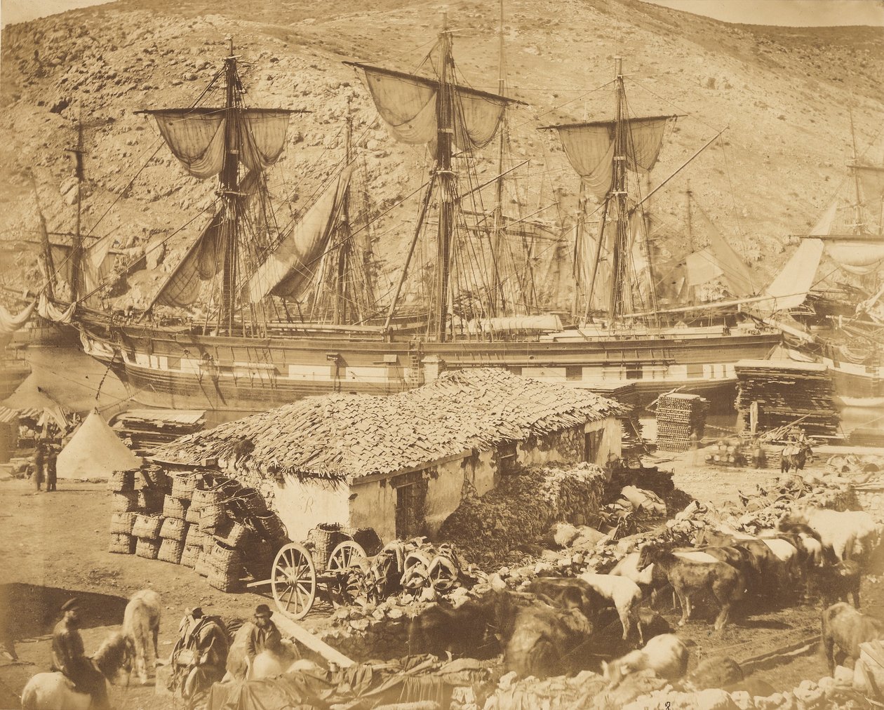 Haven van Balaklava, de veesteiger door Roger Fenton
