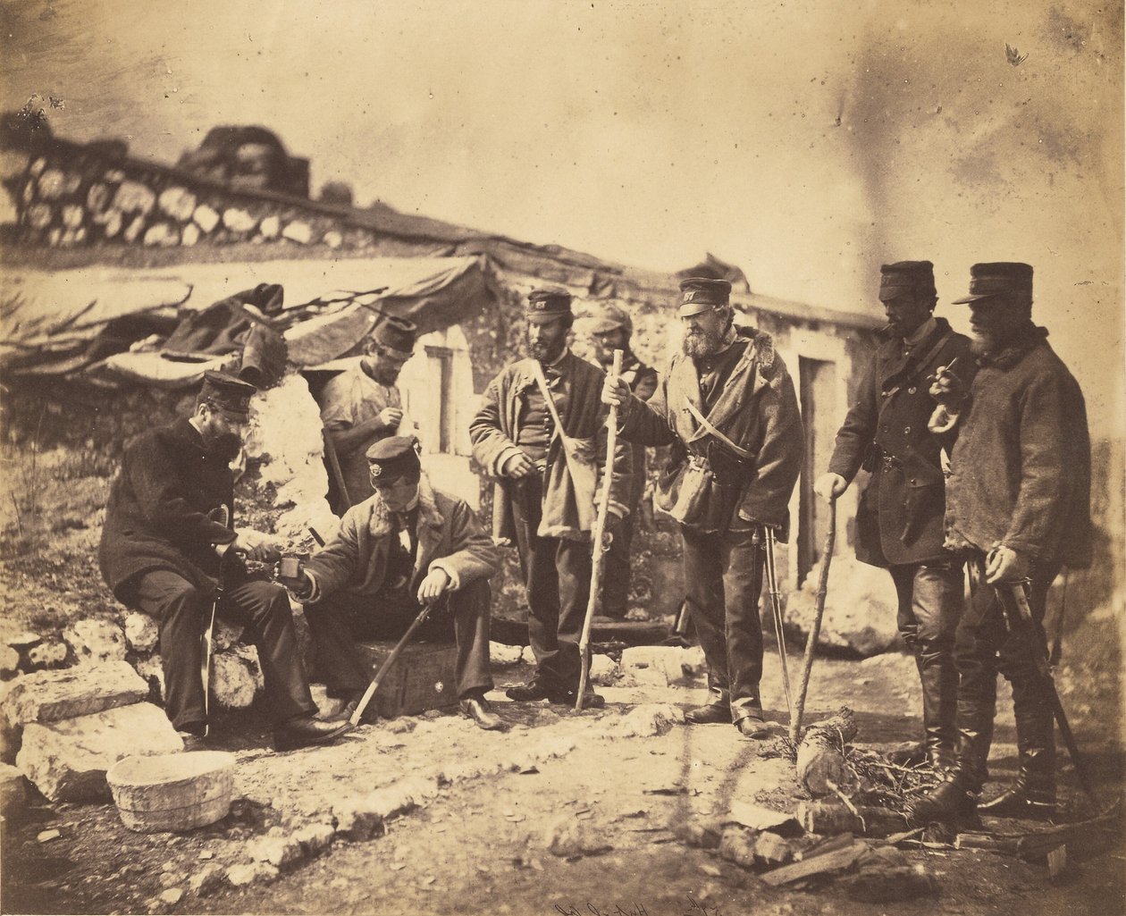 Luitenant-kolonel Shadforth en officieren van het 57e door Roger Fenton