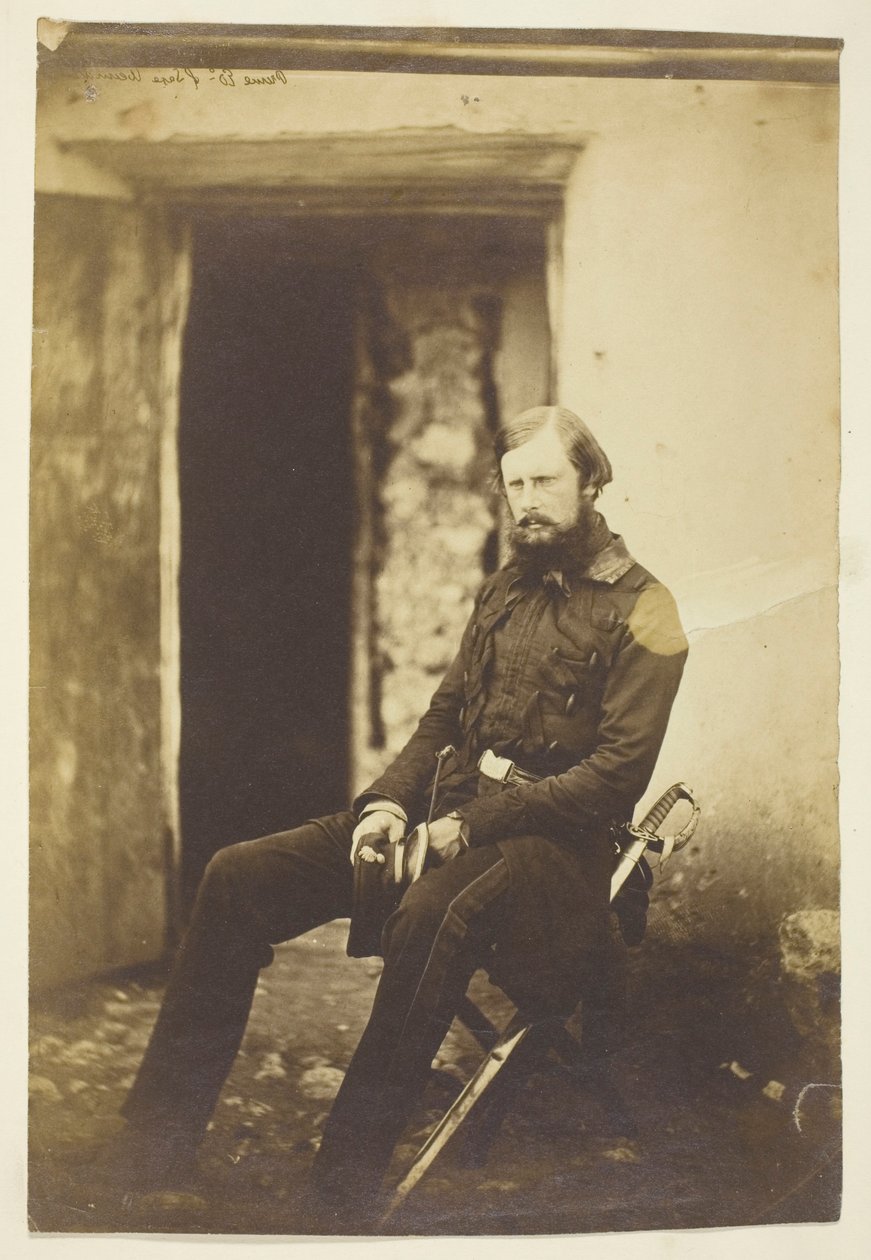 Prins Eduard van Saksen-Weimar, gefotografeerd in het veld, Krim door Roger Fenton