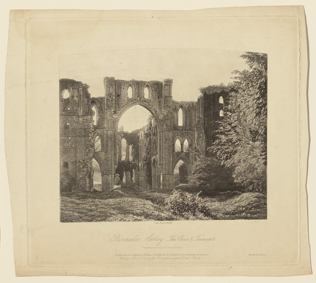 Abdij van Rivaulx, het koor en het transept door Roger Fenton