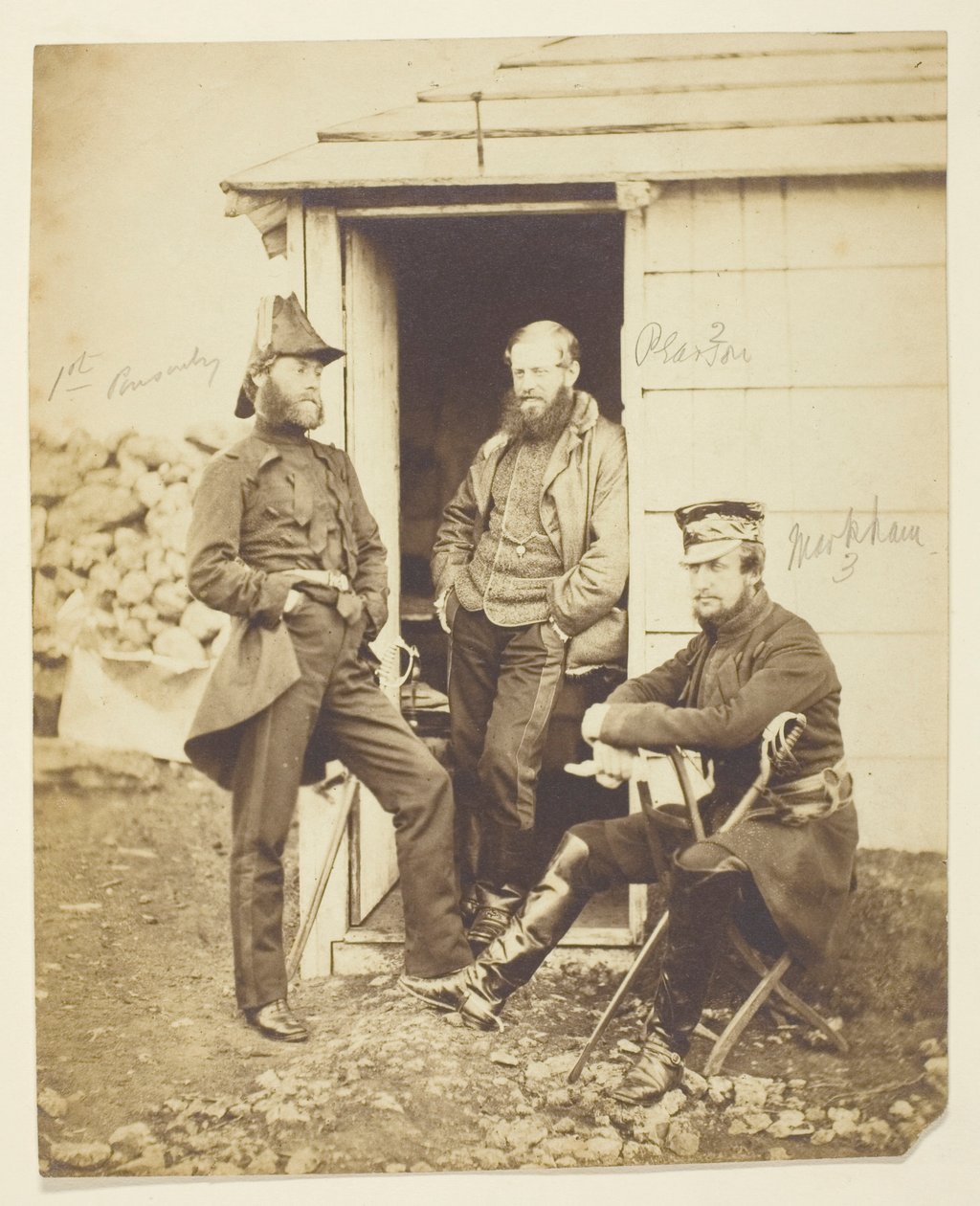 Sir Hy. Fk. Ponsonby (1825-1892), generaal; Thomas Hook Pearson (1806-1892), generaal; Frederick Markham (1805-1855), generaal; opgenomen te velde, Krim door Roger Fenton