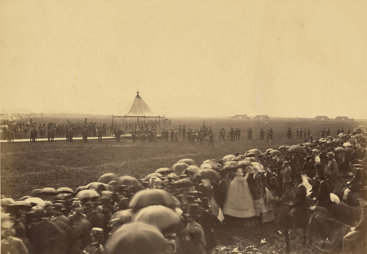 Het geweer uitproberen voor de aankomst van de koningin. door Roger Fenton