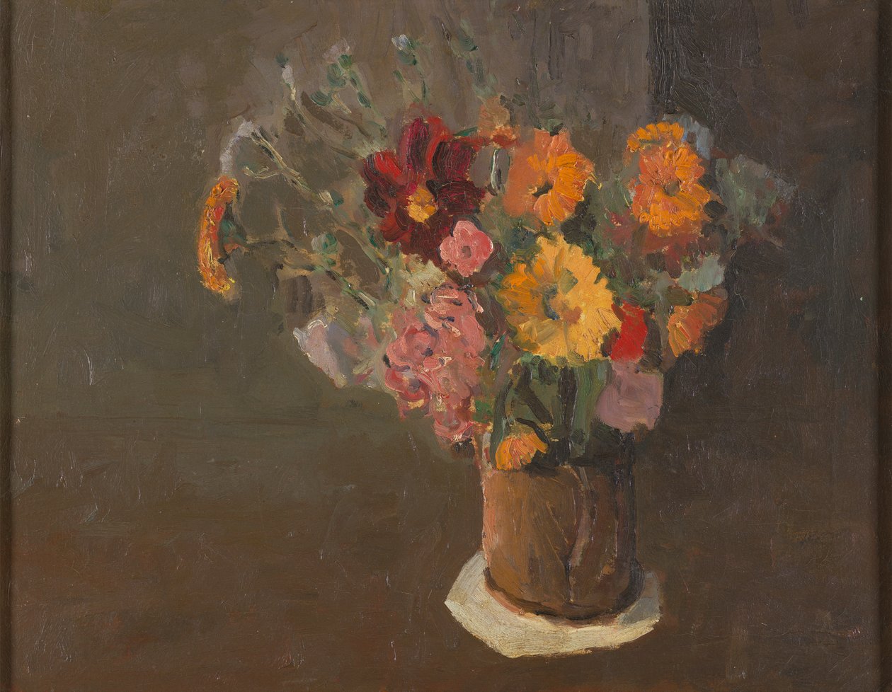 Stilleven (Michaelmas-madeliefjes in een potkan) door Roger Fry