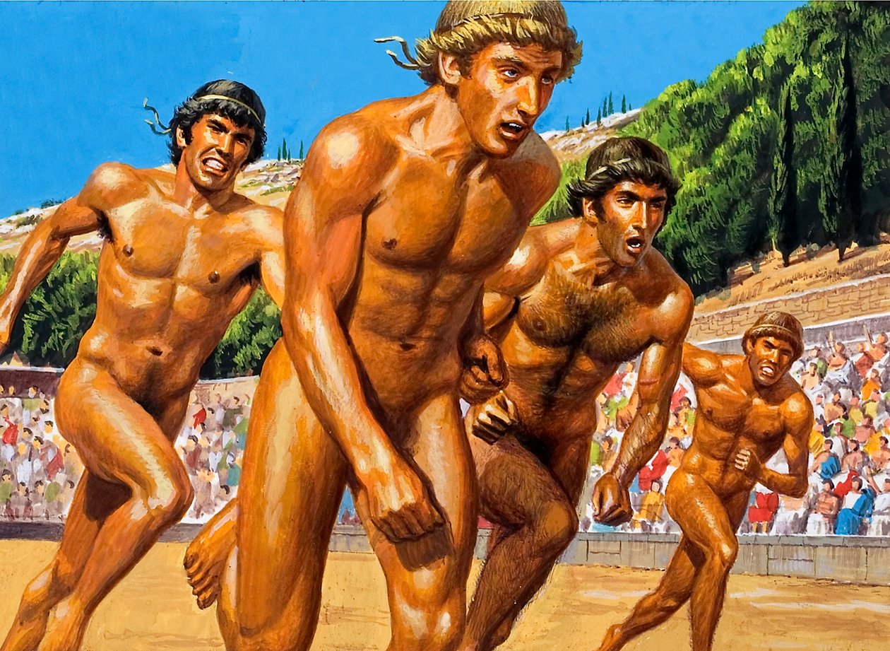 Olympische lopers door Roger Payne