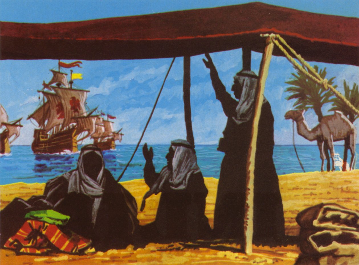 Vasco Da Gama (kleurenlitho) door Roger Payne