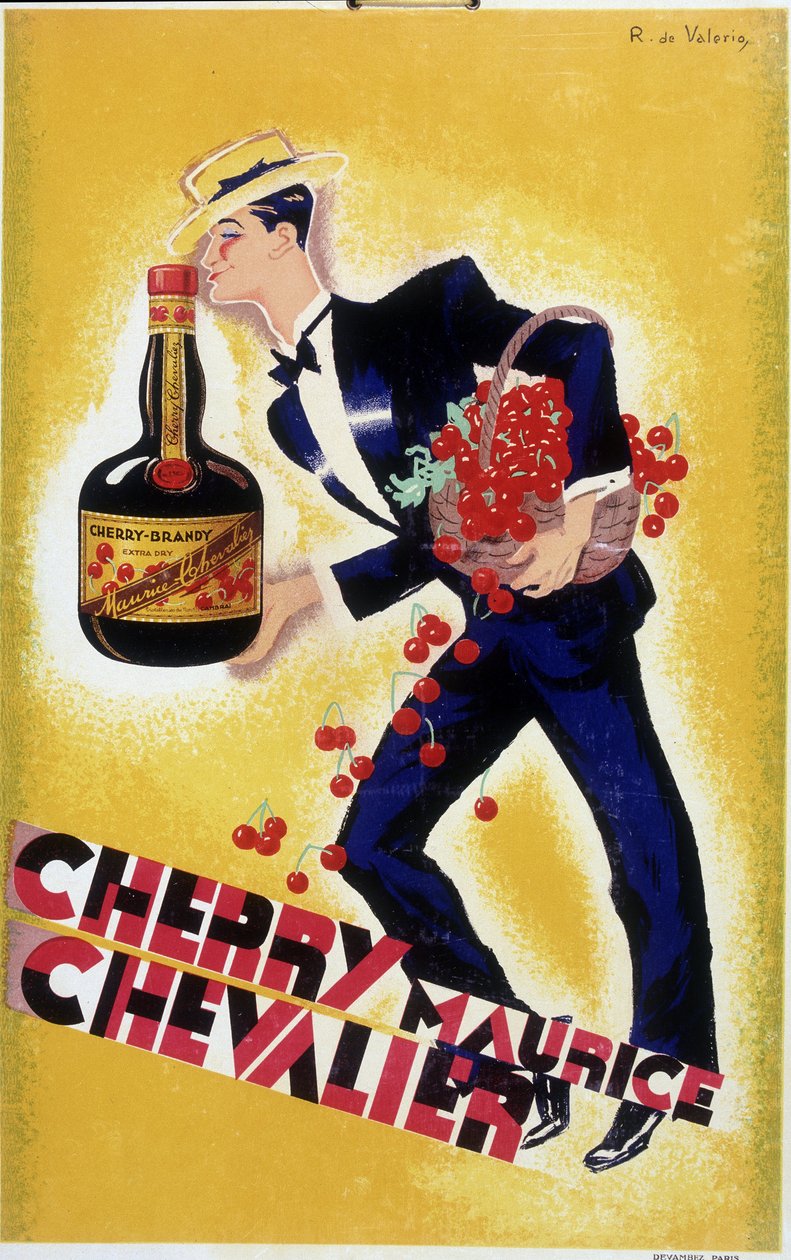 Reclameposter voor de Cherry Maurice Chevalier - Illustratie door Roger de Valerio, ca. 1935 door Roger de Valerio
