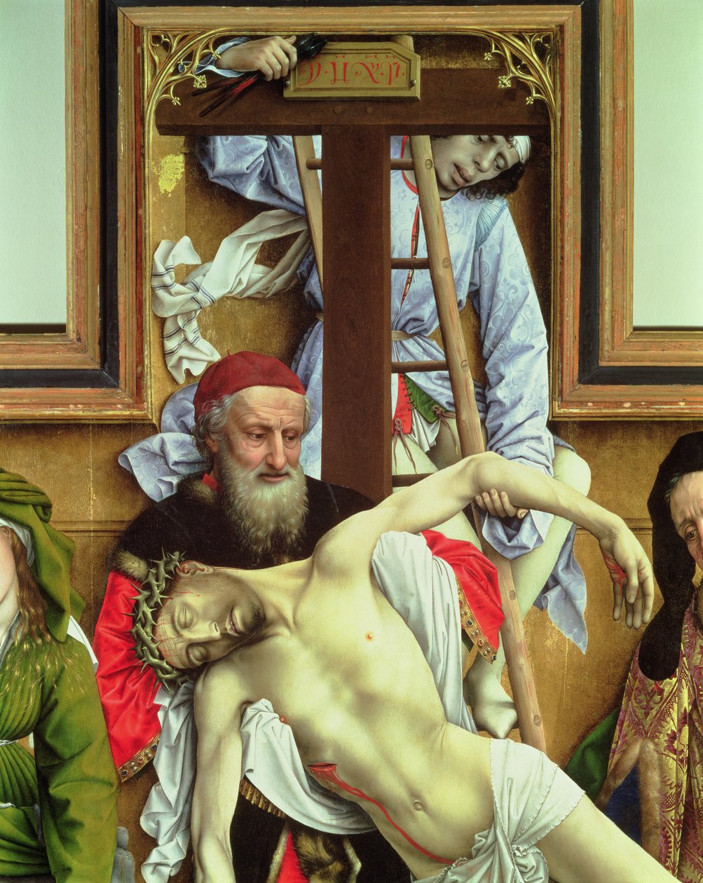 Jozef van Arimathea ondersteunt de dode Christus, 1435 (detail van de Kruisafneming) door Rogier van der Weyden
