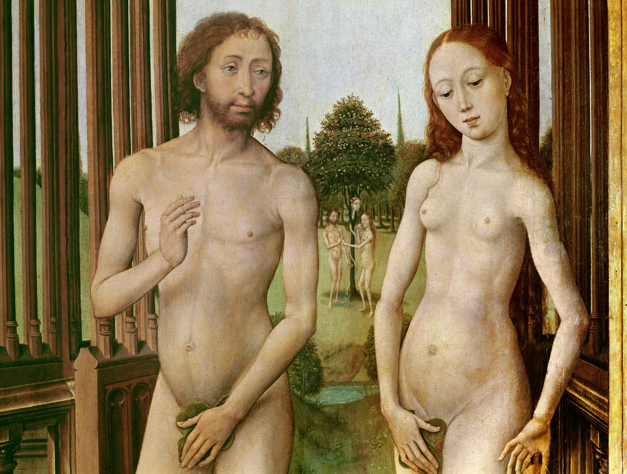 Drieluik van de Verlossing, linker paneel: Adam en Eva verdreven uit het Paradijs, 1455-59 door Rogier van der Weyden