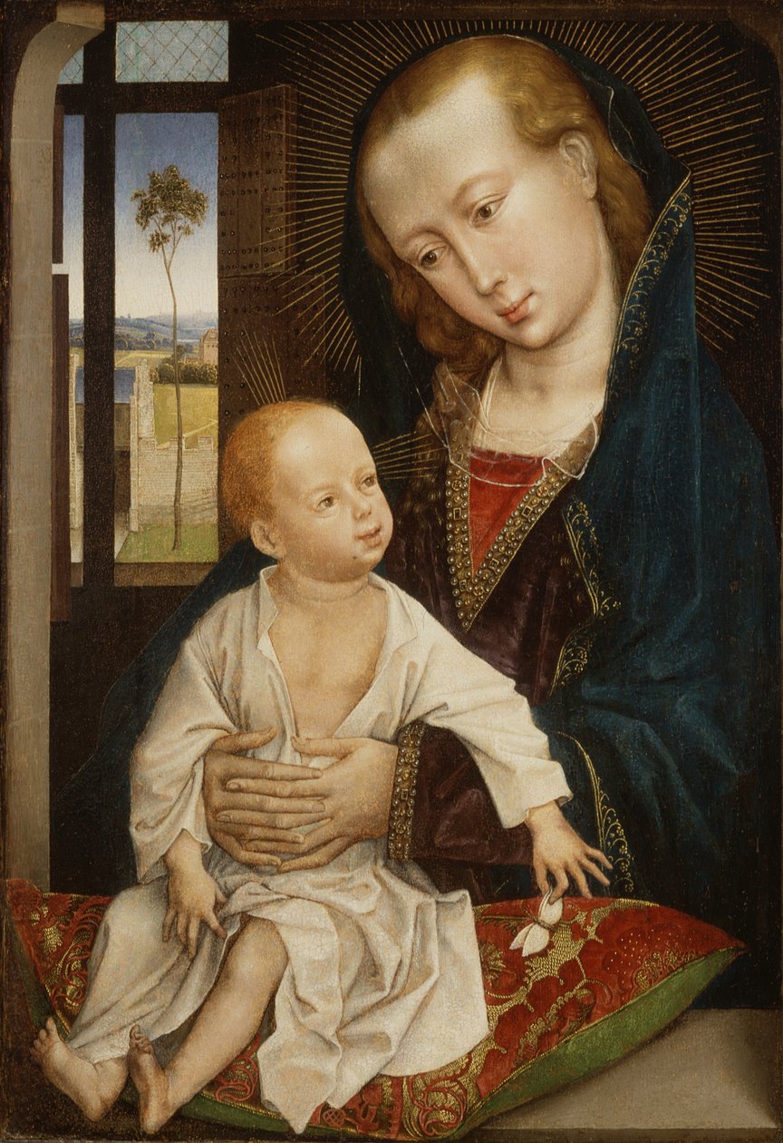 Maagd en kind door Rogier van der (follower of) Weyden