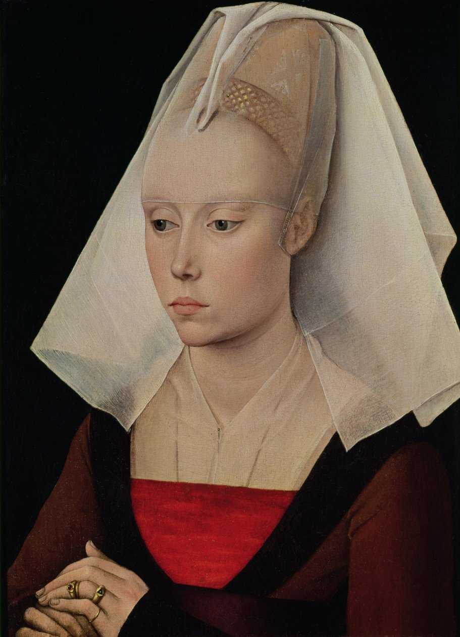 Portret van een dame door Rogier van der (workshop of) Weyden