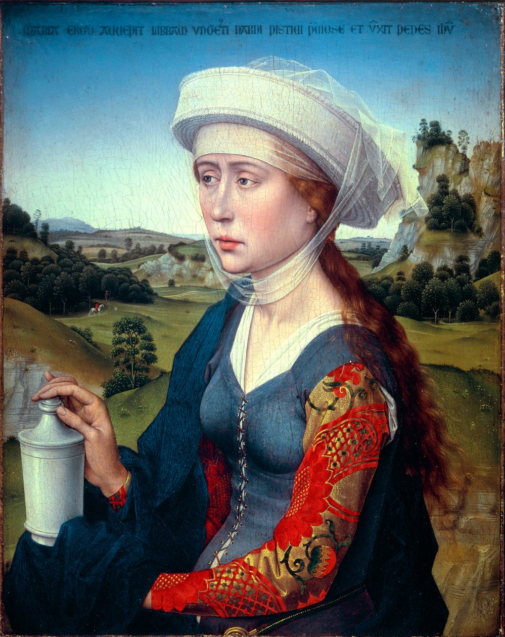 Drieluik van de familie Braque: Representatie van Sint Maria Magdalena (rechterpaneel van het drieluik Braque) door Rogier van der Weyden
