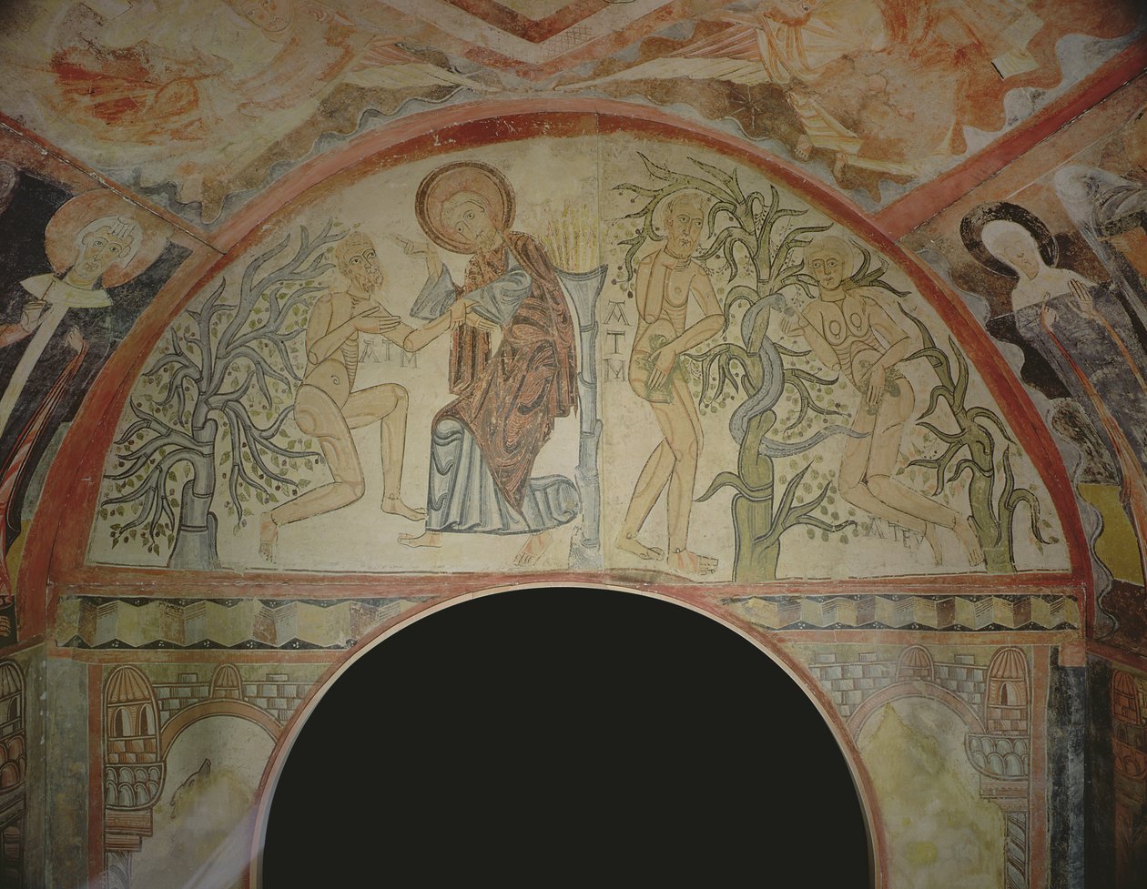 Adam en Eva, uit een gereconstrueerde Romeinse kapel door Roman