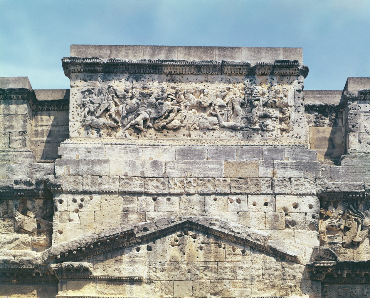 Architraaf van de Arc de Triomphe vanaf de zuidkant door Roman