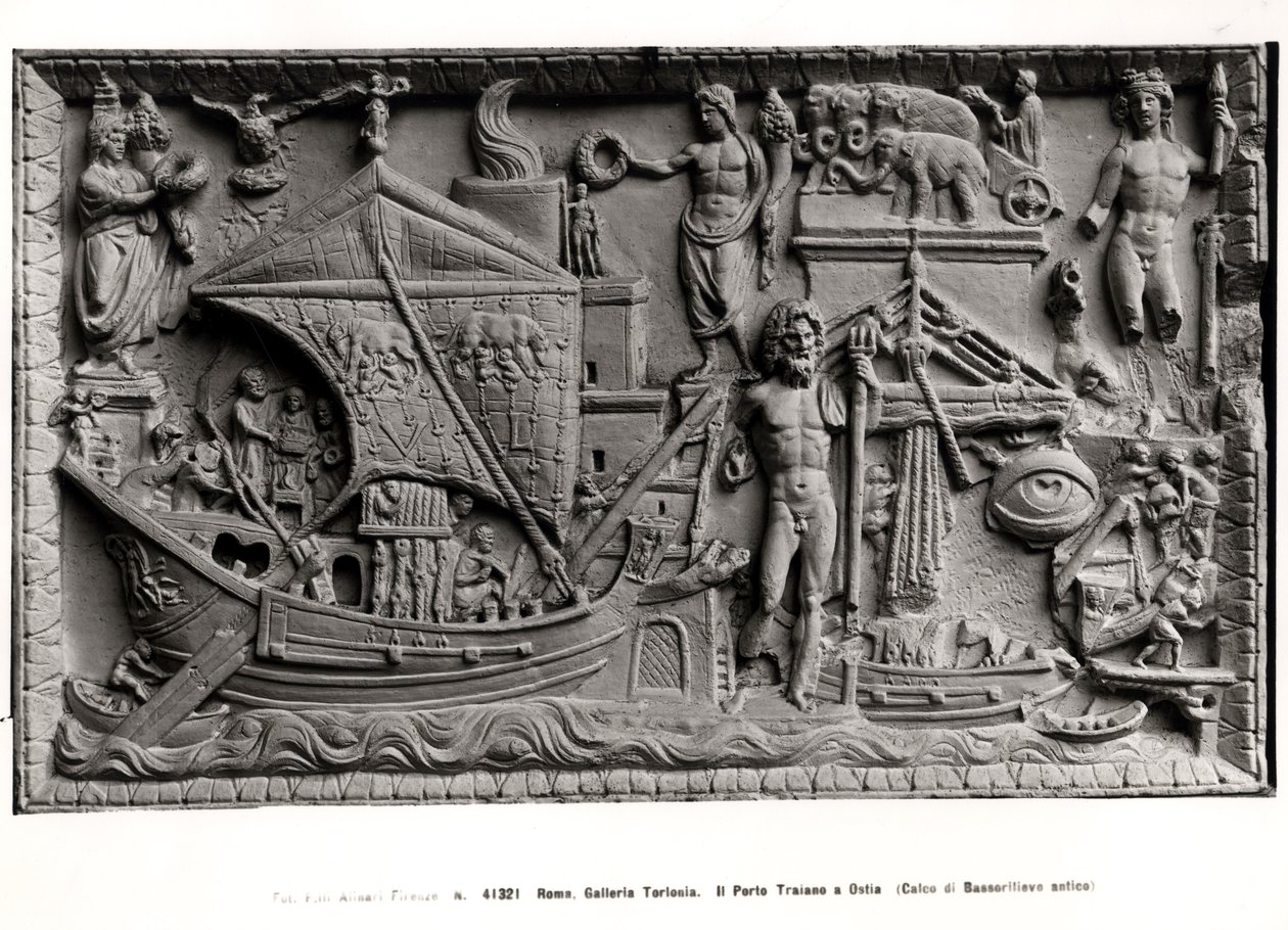 Aankomst van een schip in de haven van Trajanus, Ostia door Roman
