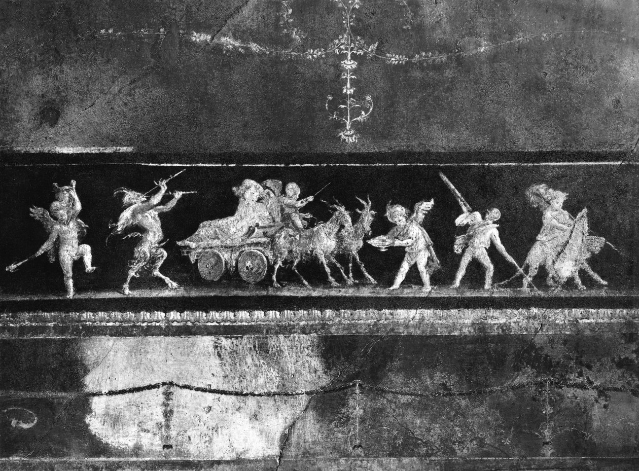 Bacchische Processie van Cherubijnen, fries uit de Oecus van het Huis van de Vettii, ca. 50-79 AD door Roman