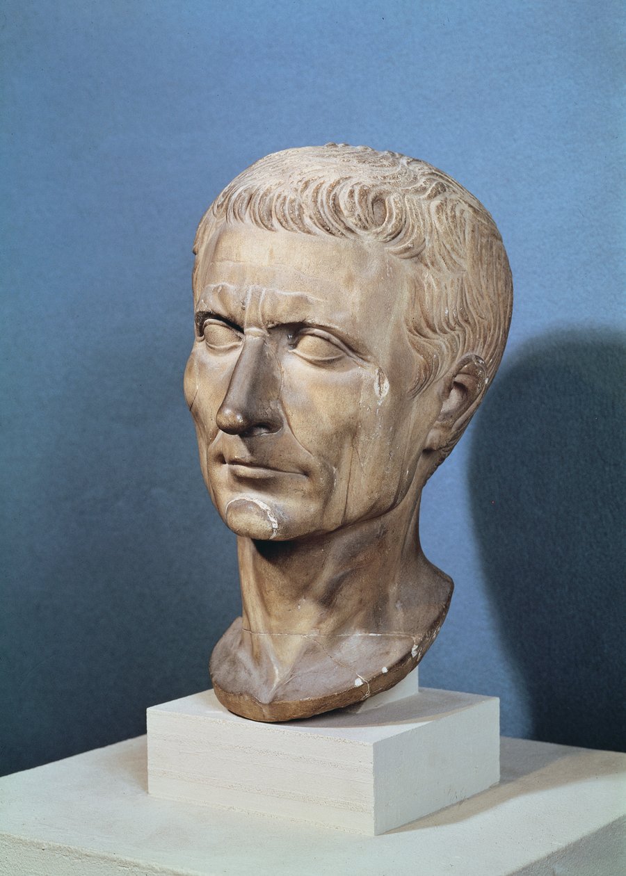 Buste van Julius Caesar (100-44 v.Chr.) (marmer) door Roman
