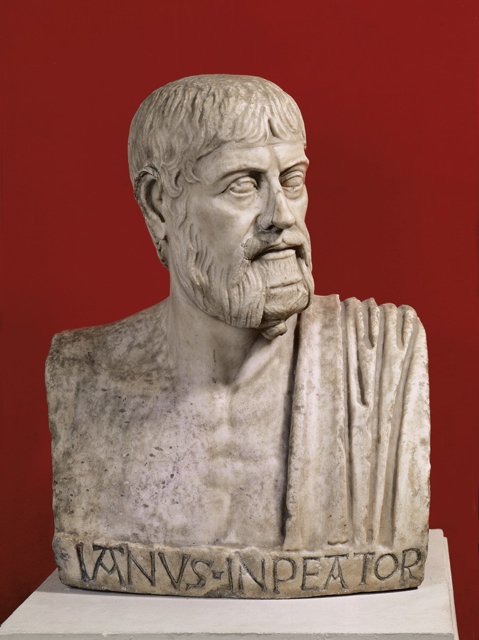 Buste vermoedelijk van Flavius Claudius Julianus (331-363) bekend als Julianus de Afvallige (marmer) door Roman