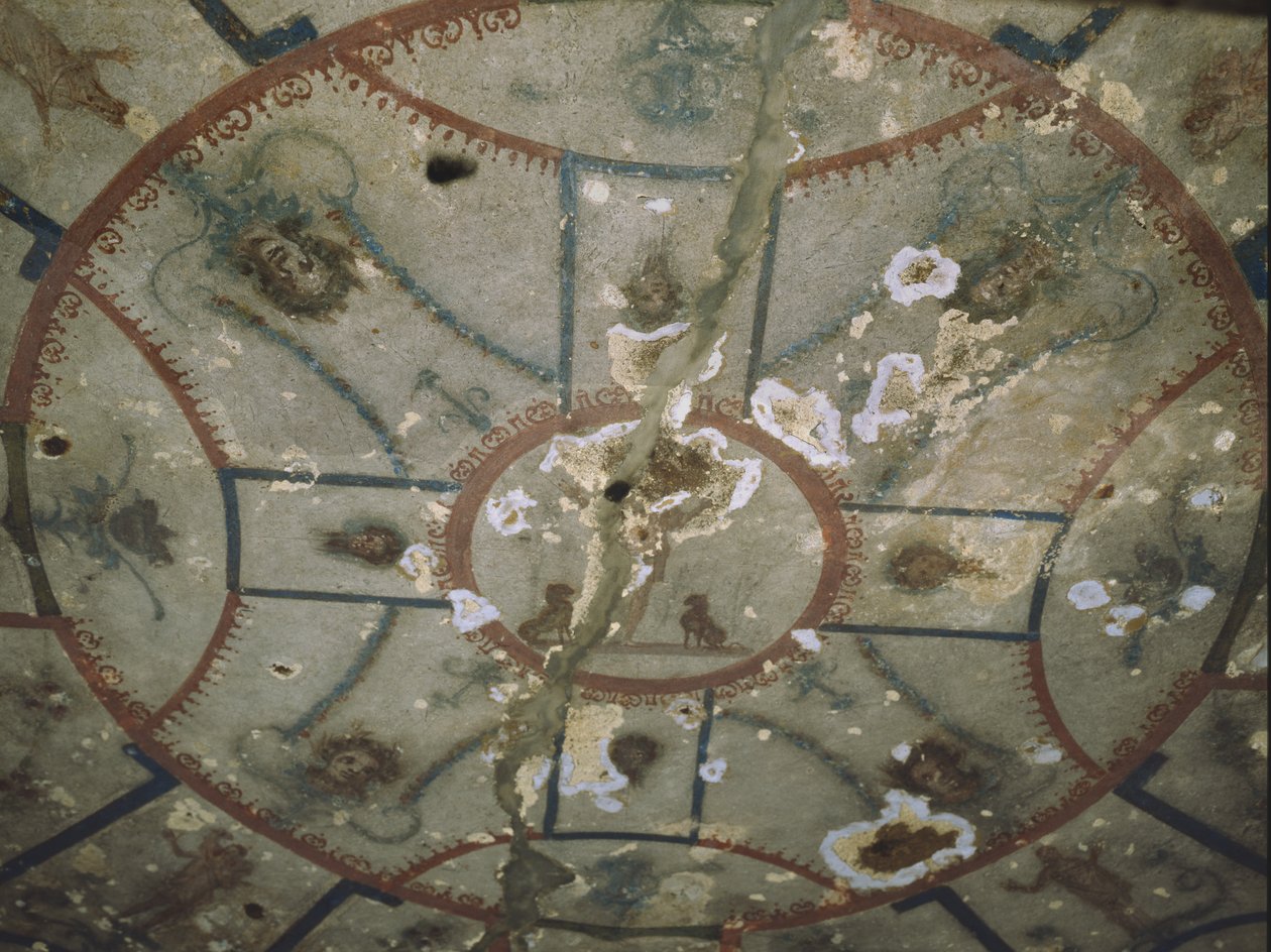 Plafond van de Kapel van de Goede Herder, Catacomben San Callisto, Rome door Roman